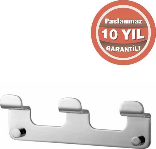 Paslanmaz Çelik Paris 3'Lü Askılık Havluluk Banyo Askısı