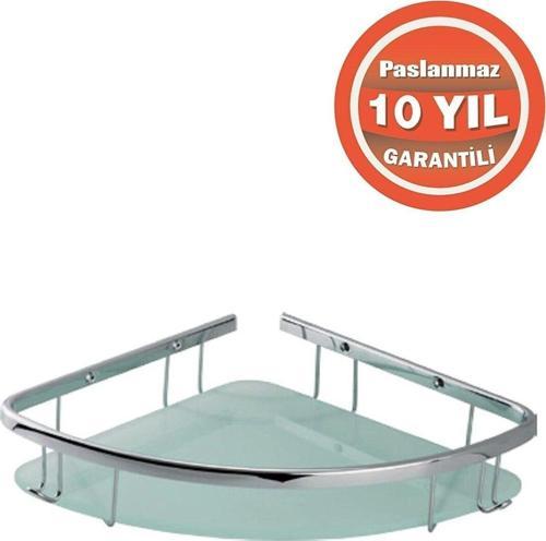 Paslanmaz Pirinç Karmina Tekli 18X18 Cm Camlı Şampuanlık Süngerlik Köşelik