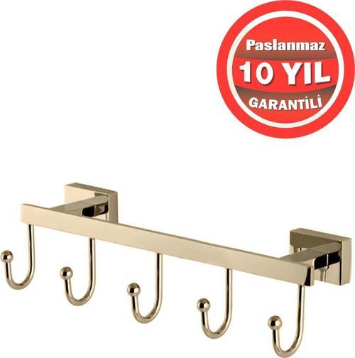 Paslanmaz Pirinç Kenzo 5'Li Set Askılık Altın Gold