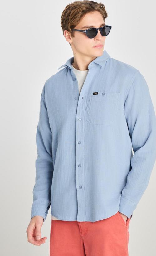 % 100 Pamuk Loose Fit Uzun Kollu Erkek Gömlek L66N205295 400 MAVİ