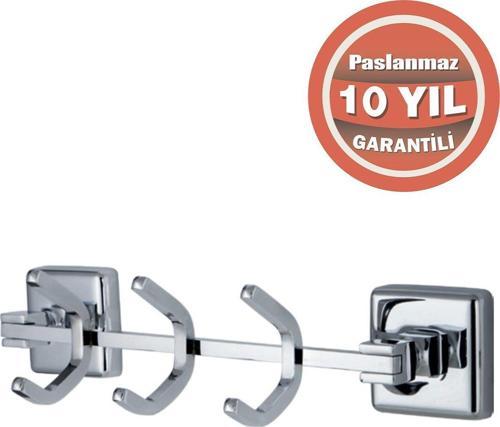 Paslanmaz Pirinç Kumru 3'Lü Askılık Havluluk Banyo Askısı