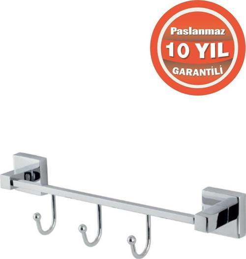 Paslanmaz Pirinç Tamay 3'Lü Bornozluk Havlu Askısı