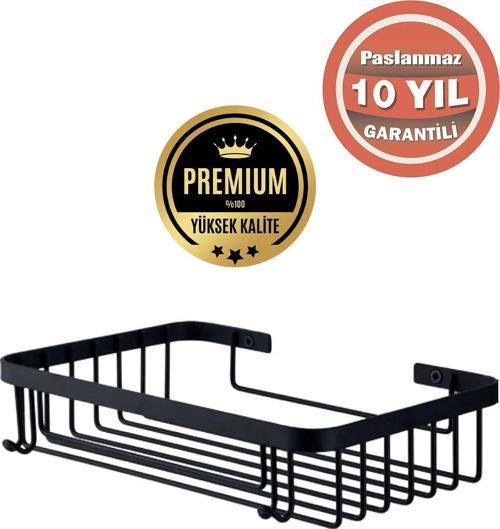 Paslanmaz Çelik Taci 1’Li 23X15 Cm Şampuanlık Banyo Rafı Süngerlik Mat Siyah
