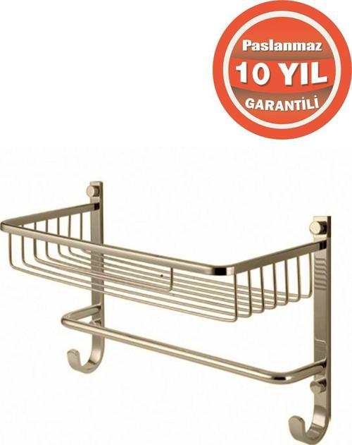Paslanmaz Pirinç Tekli Havluluk Şampuanlık Süngerlik Köşelik Altın Gold