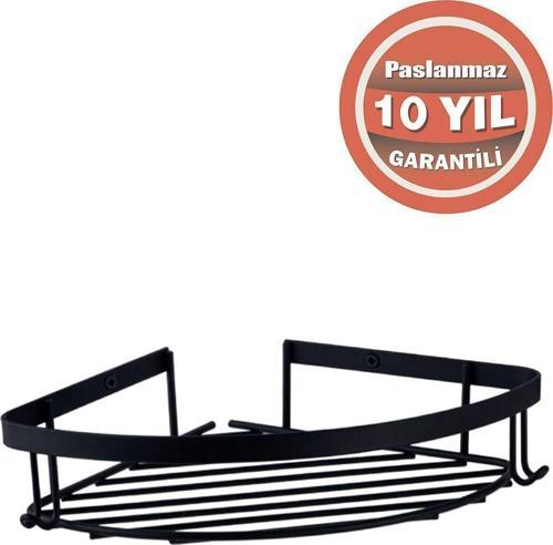 Paslanmaz Çelik Zerrin 19X19 Cm Şampuanlık Banyo Rafı Süngerlik Mat Siyah