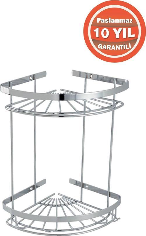 Paslanmaz Çelik Zirve 2'Li 19X19 Cm Şampuanlık Banyo Rafı