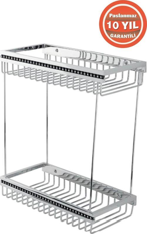 Paslanmaz Pirinç 12X25 Cm Swwor Şampuanlık Köşeliği Banyo Rafı Süngerlik