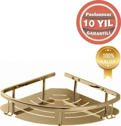 Paslanmaz Pirinç Marin 19X19 Cm Şampuanlık Süngerlik Köşelik Altn Gold
