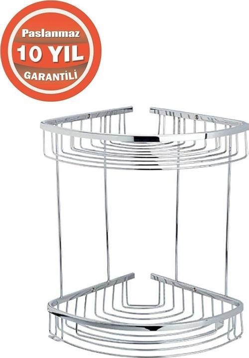 Paslanmaz Pirinç 2'Li Destina 22 X 22 Cm Şampuanlık Banyo Rafı
