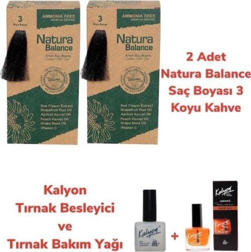 SAÇ BOYASI 3 KOYU KAHVE 2 ADET + KALYON TIRNAK BESLEYİCİ VE BAKIM YAĞI