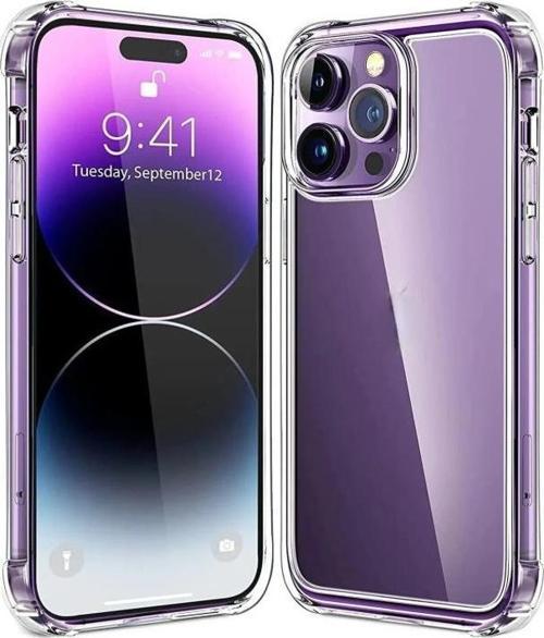iPhone 13 Pro Max Uyumlu Darbe Önleyici Sararmaya Dayanıklı Airbag Korumalı Ultra Slim TPU Şeffaf Silikon Kılıf