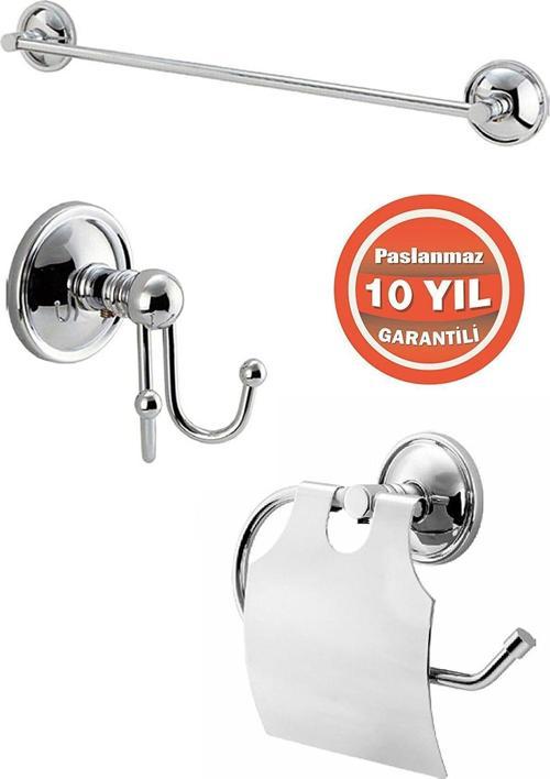 Paslanmaz Pirinç Banyo Aksesuar Set Bella Havluluk-Bornozluk-Tuvalet Kağıtlık
