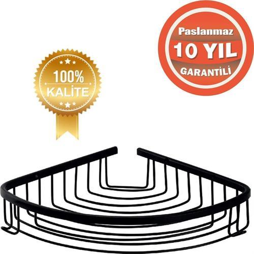 Paslanmaz Pirinç Mat Siyah Destina 19X19 Cm Sampuanlık Banyo Rafı