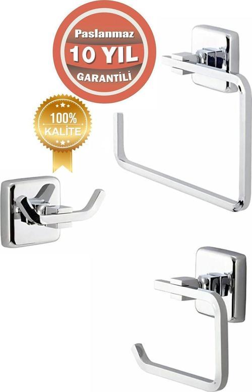 Paslanmaz Pirinç Banyo Aksesuar Seti Tuvalet Kağıtlığı-Havluluk - Askılık