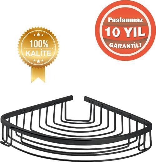 Paslanmaz Pirinç Mat Siyah Destina 22X22 Cm Sampuanlık Banyo Rafı