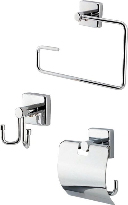 Paslanmaz Pirinç Wc 3 ' Lü Set-Banyo Aksesuar Vizyon - Havluluk-Tuvalet Kağıtlık-Askılık
