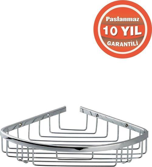 Paslanmaz Pirinç Zerrin 1'Li 22*22 Cm Şampuanlık Süngerlik Köşelik