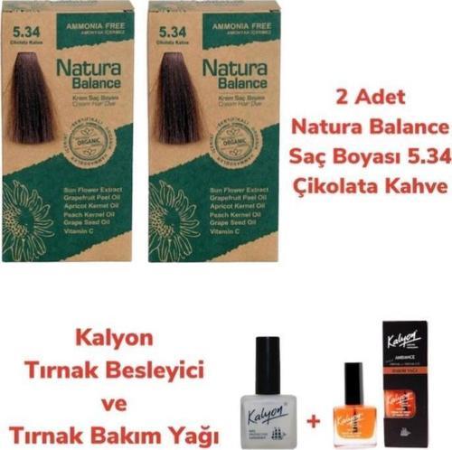SAÇ BOYASI 5.34 ÇİKOLATA KAHVE 2 ADET + KALYON TIRNAK BESLEYİCİ VE BAKIM YAĞI
