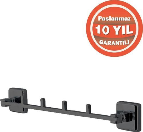 Paslanmaz Pirinç Mat Siyah Kumru 4'Lü Askılık Havluluk Banyo Askısı
