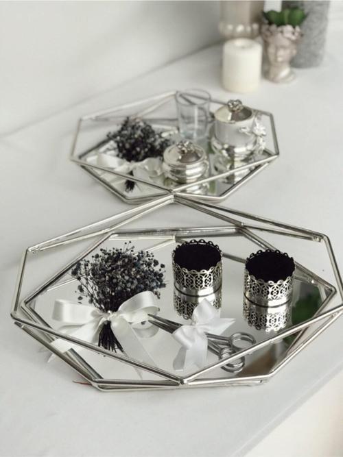 Söz Nişan Tepsisi Gümüş Damat Kahve Tepsi Seti