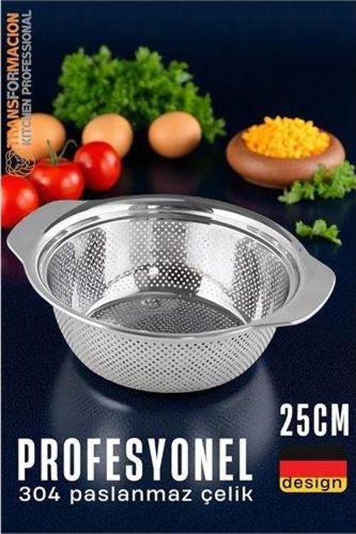 Alman Tip Kevgir - 304 Paslanmaz Çelik Profesyonel Süzgeç 25 Cm