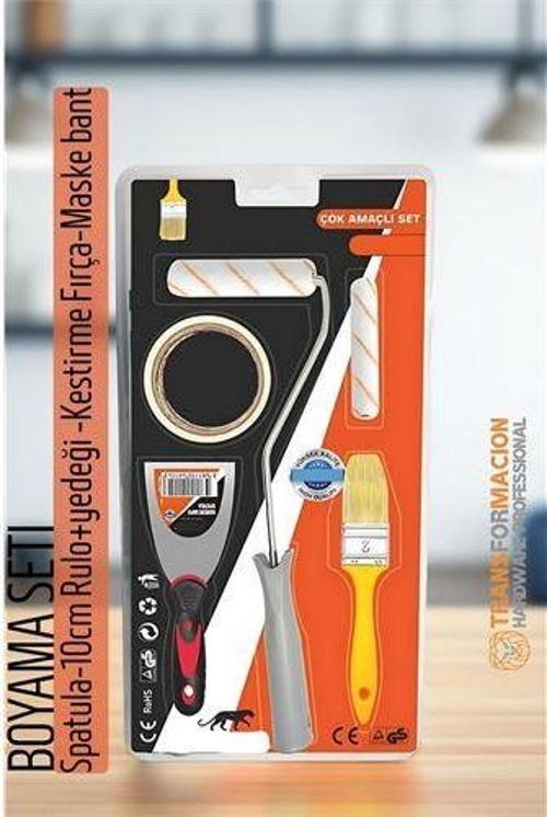 Boyama Seti - Spatula-10cm Rulo +yedeği -Kestirme Fırça-Maskeleme bant