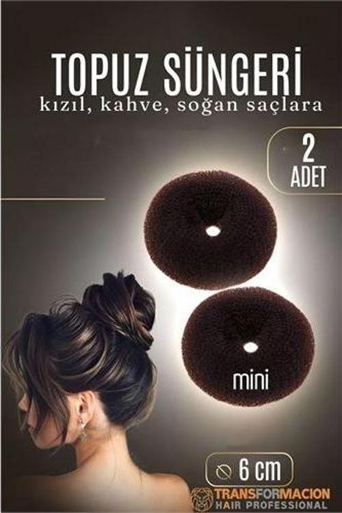 KAHVE Mini Saç Topuz Süngeri  2 ADET 6 CM Çap 2.5 cm Kalınlık