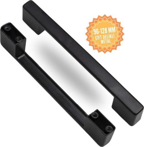 Çift Delikli Siyah 96-128 Mm Metal Köprü Kulp, Lüks Country Mutfak Mobilya Dolap Çekmece Kulpu