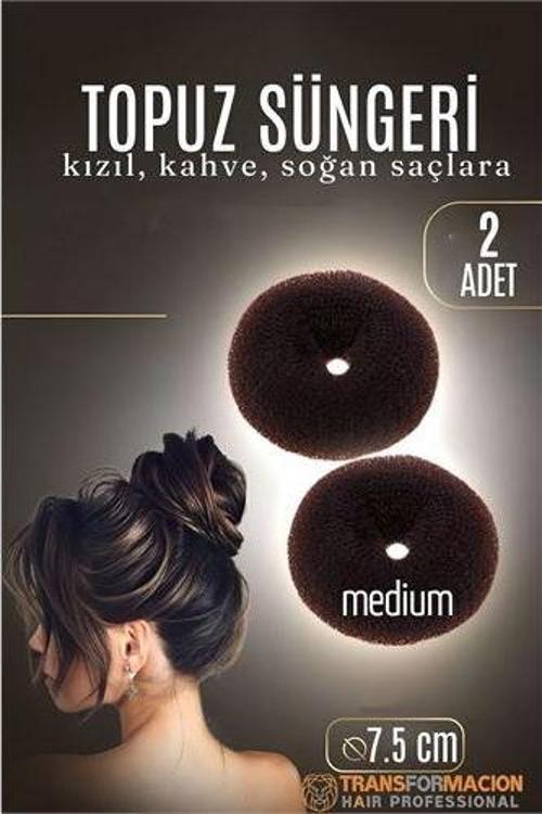 KAHVE Mini Saç Topuz Süngeri  2 ADET 7.5 CM Çap 3 cm Kalınlık