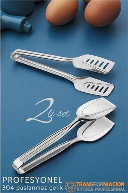 Mutfak Maşa Seti - Makarna Pasta Salata Çok Amaçlı Maşa 2 li SET 304 Paslanmaz Çelik