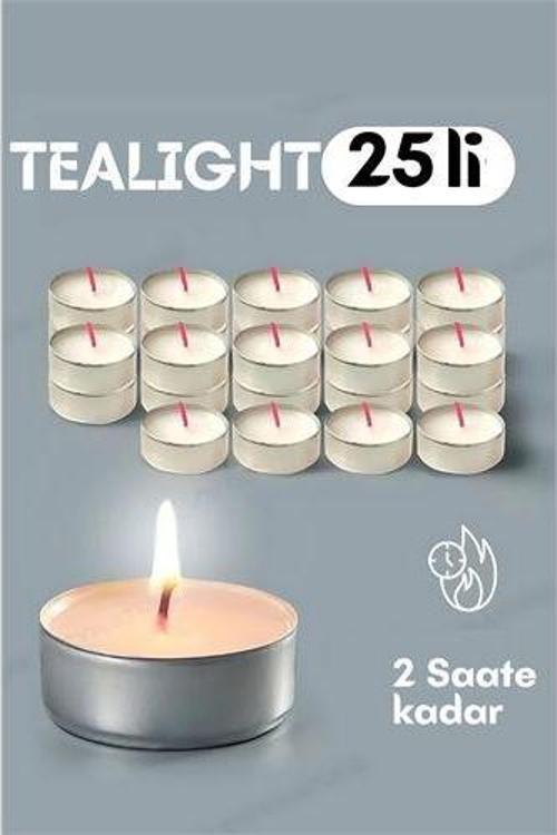 Tealight Mum 25 Adet - Kokusuz Dekoratif Mum