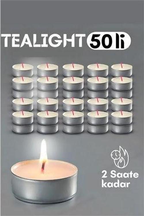 Tealight Mum 50 Adet - Kokusuz Dekoratif Mum