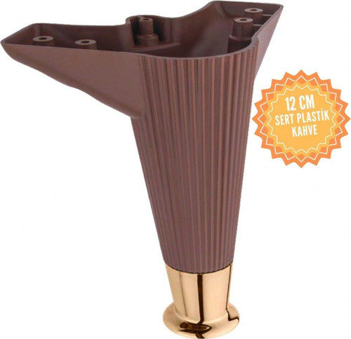 Nefes Ceviz 12 Cm Plastik Mobilya Ayağı, Lüks Metal Mobilya Ayak, Koltuk, Dolap, Şifonyer Ayak