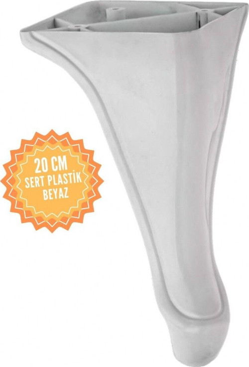 Yunus Beyaz 20 Cm Plastik Mobilya Ayağı, Lüks Metal Mobilya Ayak, Koltuk, Dolap, Şifonyer Ayak