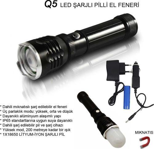 Flaşörlü Uzun Mesafeli Şarjlı Pilli Mıknatıslı EL Feneri Watton Wt-282
