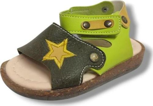 Şirinbebe 1663-20 Anatomik Yıldız Desen Cirtli Erkek Çocuk Sandalet Haki Yeşil 21-25
