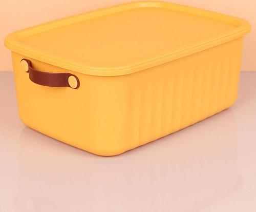 3 Adet 10 Litre Saklama Kabı, Çok Amaçlı Düzenleyici Kapaklı Kutu, Dekoratif Saklama Kutusu, 35x25x15cm