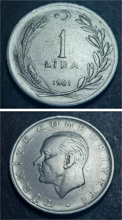 399636860a7b7313e5 1961 Akmonital 1 Lira Değerli Sene ÇT/ÇÇT Eski Madeni Para