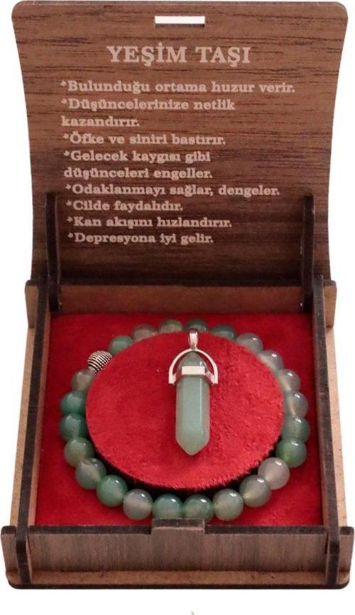 Kutulu Kolye Bileklik Seti Yeşim Taşı