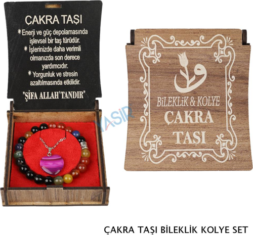 Kutulu Kolye Bileklik Seti Çakra Taşı