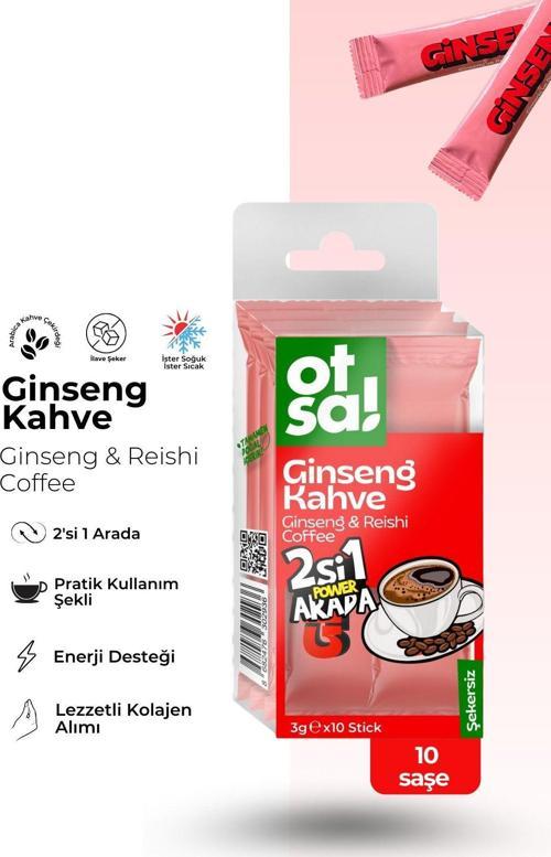 2Si 1 Arada Ginseng & Reishi Ve Sabah Kahvesi Şeker Ilavesiz Ginseng Stick Kahve