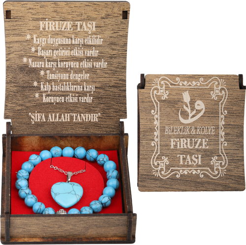Kutulu Kolye Bileklik Seti Firuze Taşı