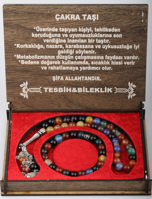 Kutulu 33 Lü Tesbih Bileklik Seti Çakra Taşı