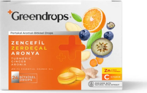 Greendrops Zencefil & Zerdeçal & Aronya 24 Bitkisel Drops