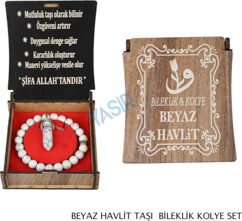 Kutulu Kolye Bileklik Seti Beyaz Havlit