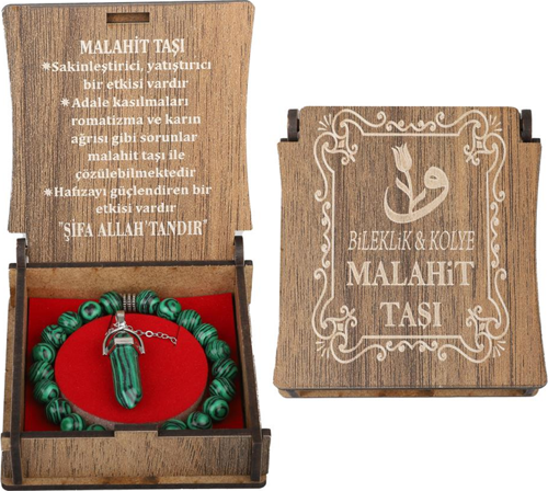 Kutulu Kolye Bileklik Seti Malahit Taşı