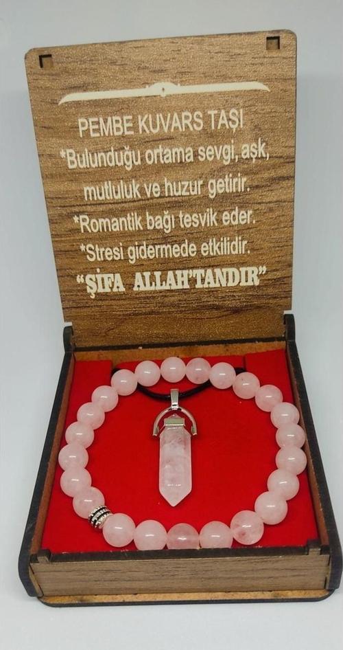 Kutulu Kolye Bileklik Seti Kuvars Taşı