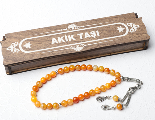 Kutulu 33 Lü Tesbih Akik Taşı