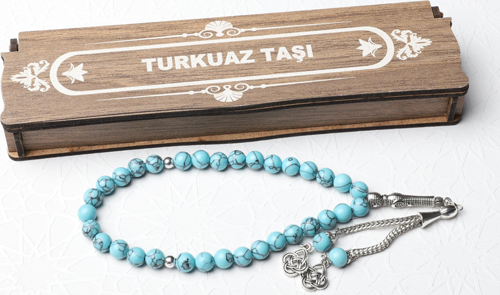 Kutulu 33 Lü Tesbih Turkuaz Taşı