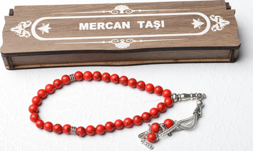 Kutulu 33 Lü Tesbih Mercan Taşı